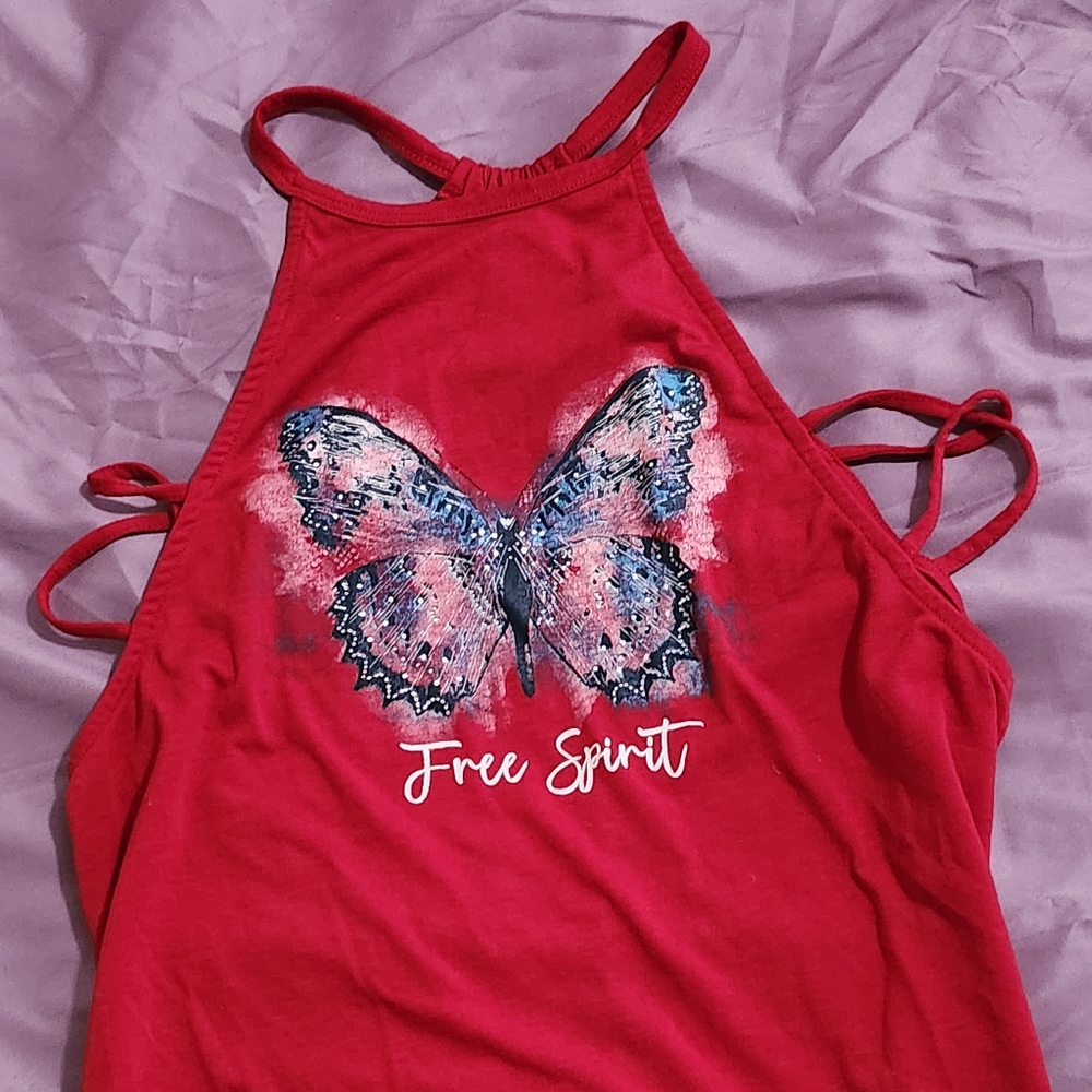 Red Butterfly Womens Small/XS Tank Top